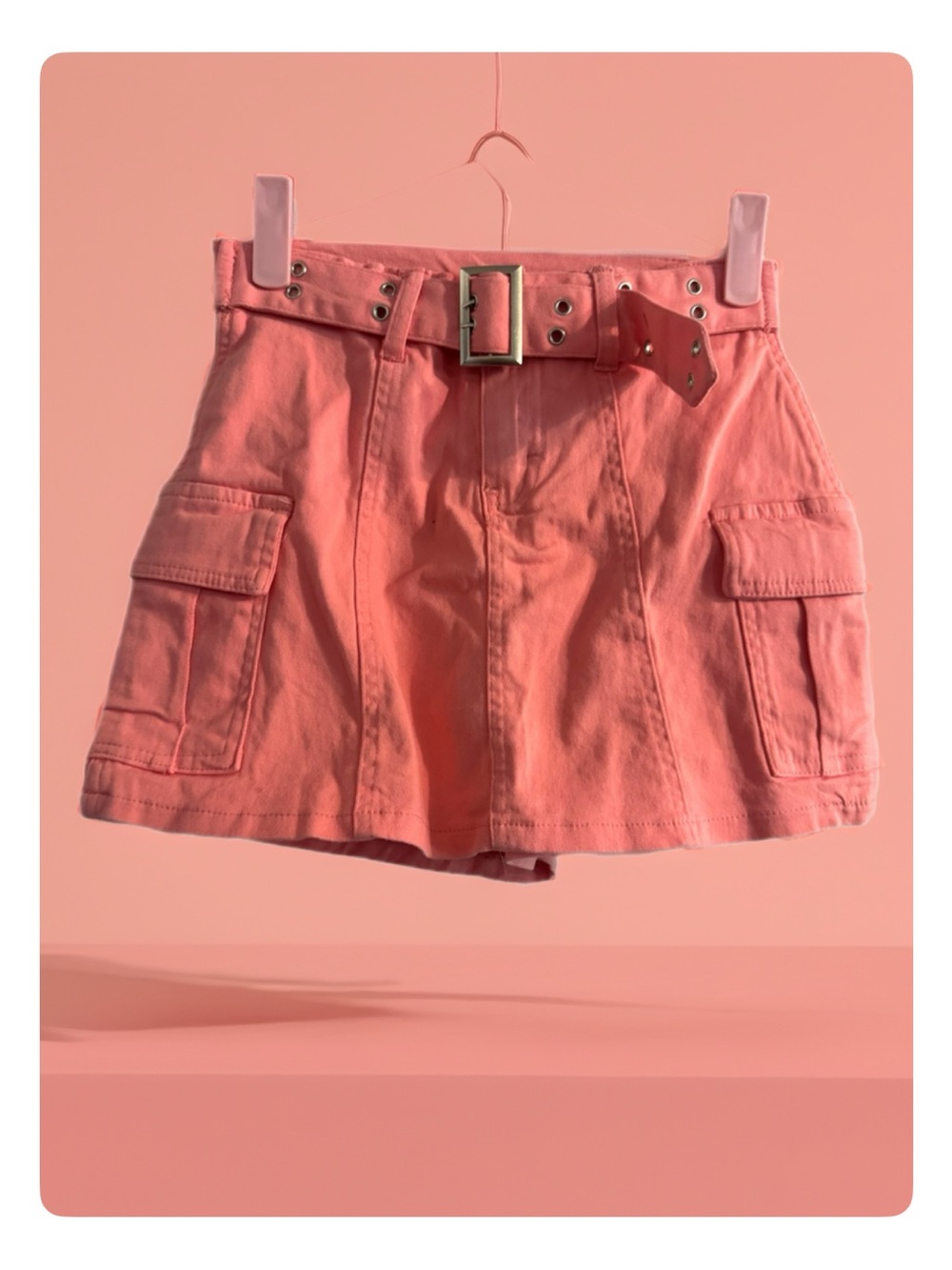 Kids Cargo Skort with Belt - Pink
